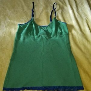 Green tank top with Blue trim
